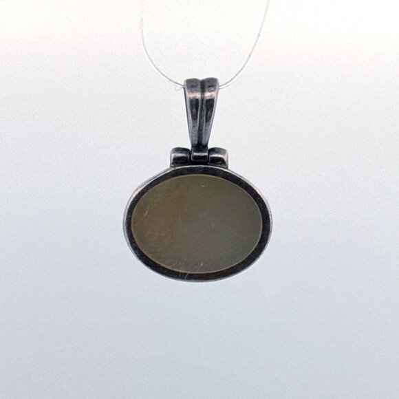 Estate Sterling Silver 925 Mother of Pearl Oval Pendant 3.6g No Chain Vintage - Picture 1 of 8